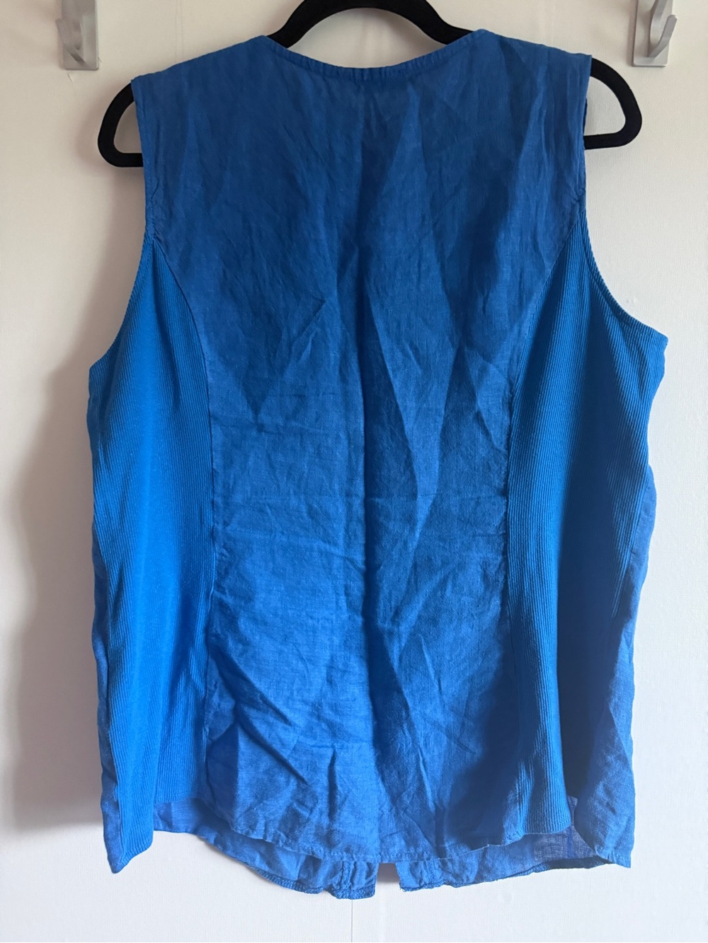 Linen Luv 100% Linen Blue Sleeveless Button Front Blouse Top L - Picture 7 of 9